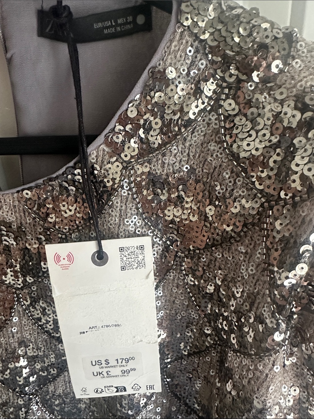 NWT ZW COLLECTION SEQUIN MINI DRESS SILVER - Picture 7 of 8